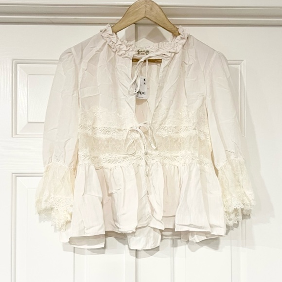 Free People | Forever Young Peplum Lace Blouse - Picture 5 of 7
